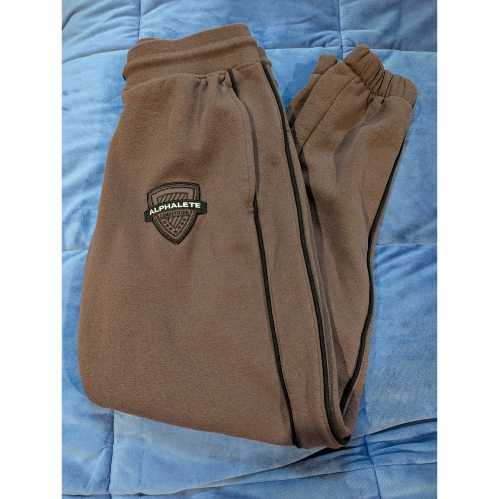 Alphalete Varsity Joggers Men Size Brown Sweatpants Piping - Size S